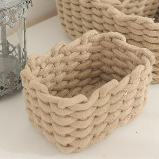 Sundries Cotton Rope Storage Baskets: Large & Small Cosmetic Organizer for Lipsticks & Eyeshadows