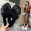 Mao Mao slippers women wear ins tide 2025 autumn and winter new Internet celebrity fashion fairy home flat cotton slippers