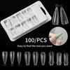 100 peças Novas Escamas de Unha Postiça de Acrílico Moldes Transparentes para Nail Art de Construção Rápida Forma para Unha Cobertura Total Extensão de Unha Ferramenta de Manicure