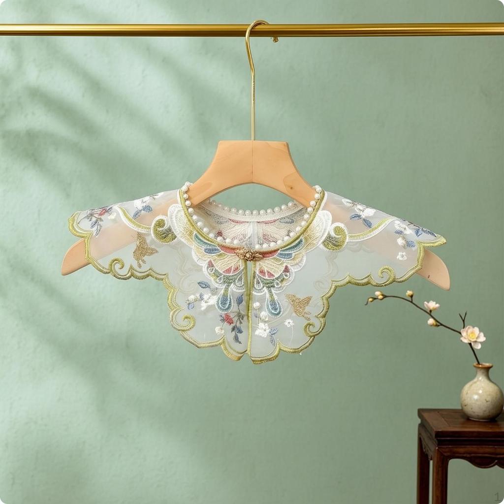 Embroidered Decorative with Pearl Trim Neckline for Graduates, Cosplayers, Graduation,