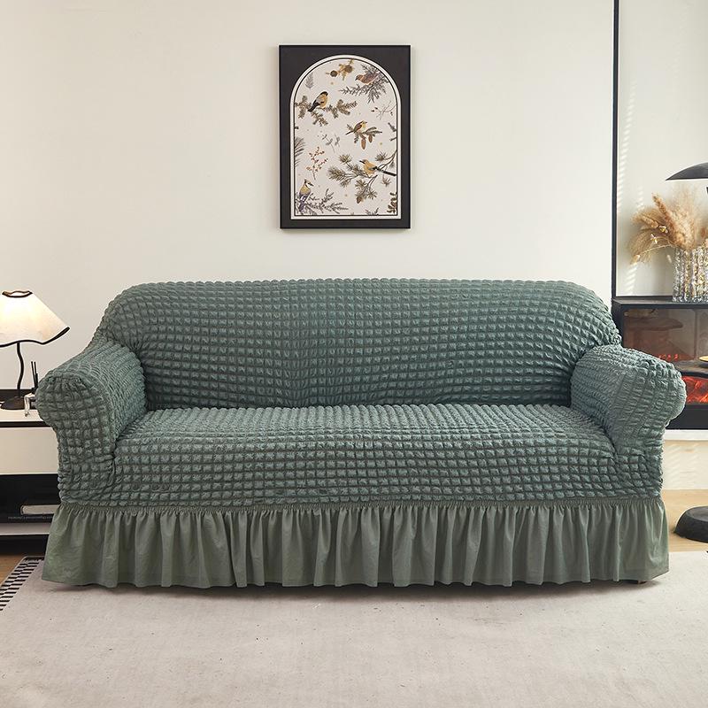 Universal Elastic Sofa Cover: Solid Color, Cross-Border Gauze Skirt, All-Season, Thickened Protection