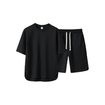 [three Joy] [Soft Mesh Material] Men's Loungewear, Top and Bottom Set, Loungewear, Waist Strap, Stretch, Short Sleeves, Shorts, 6 Colors, M - XL