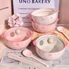 High-Value Ceramic Noodle Bowl with Lid: Super Fairy, Bowknot Design, High-Temperature Resistant, Perfect for Instant Noodles and Rice.