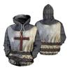 Autumn Long Sleeve Pullover Top Men's Knights Templar Armor Pattern 3D Printed Casual Sports Pockets Coat Hoodies