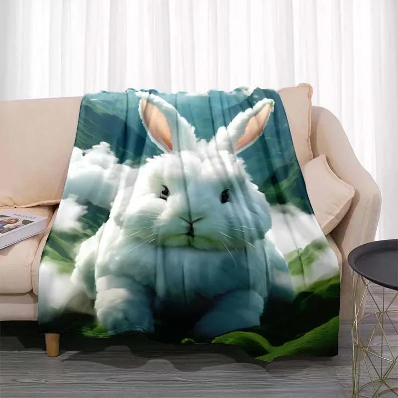 3D Cartoon rabbit pattern printed blanket for living room bedroom home decor children's room bed blanket picnic blankets Luxury