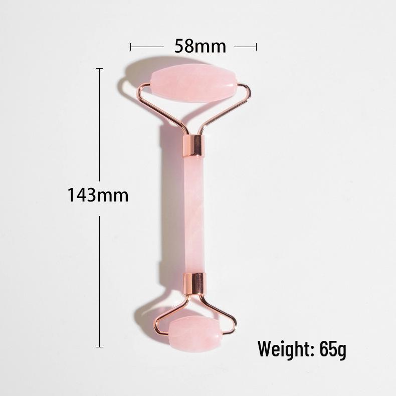 Rose Quartz Roller & Gua Sha Set with Customizable Logo - Natural Jade Face and Eye Massager