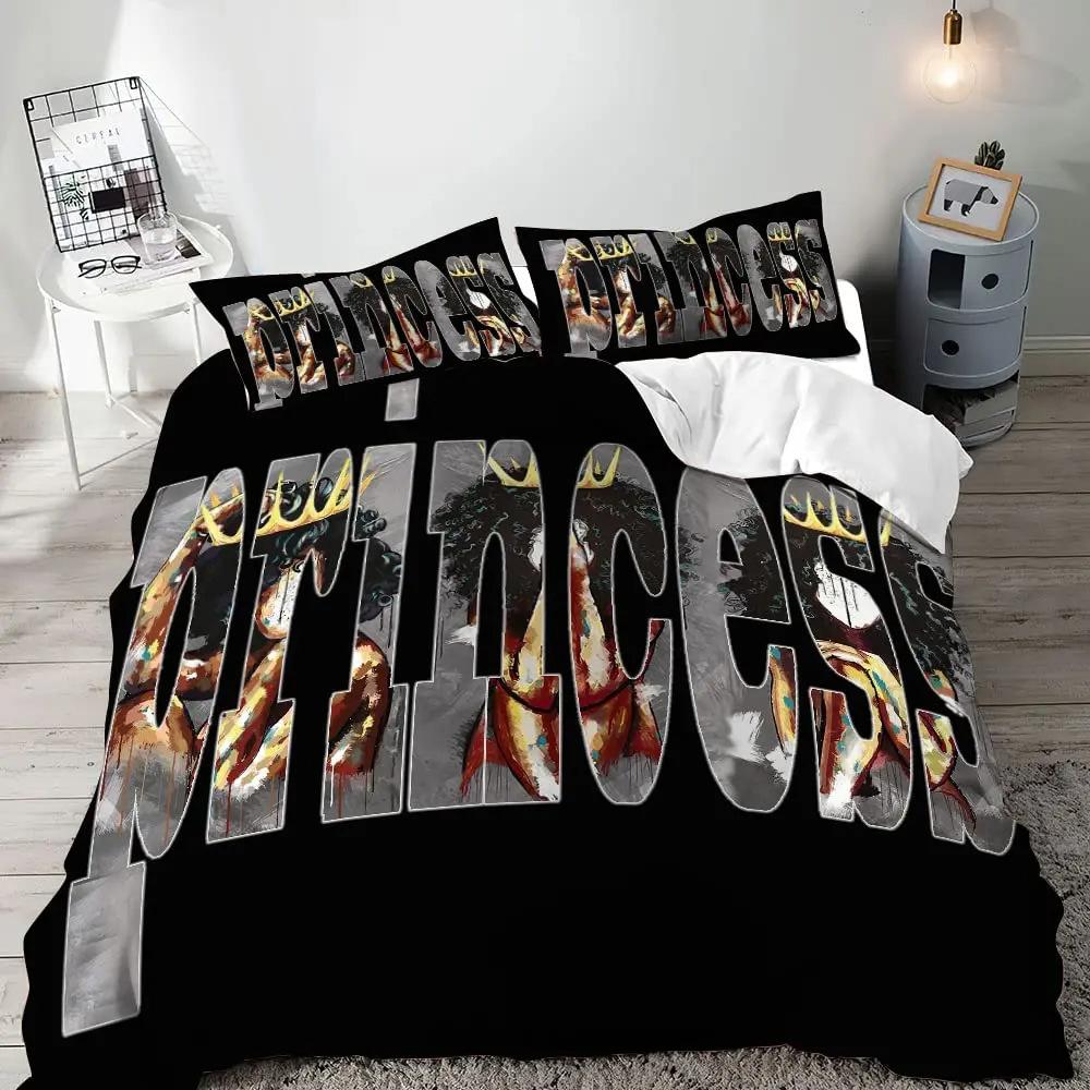 African American Black Duvet Set Three-Piece Soft Bedding Set With Pillowcase