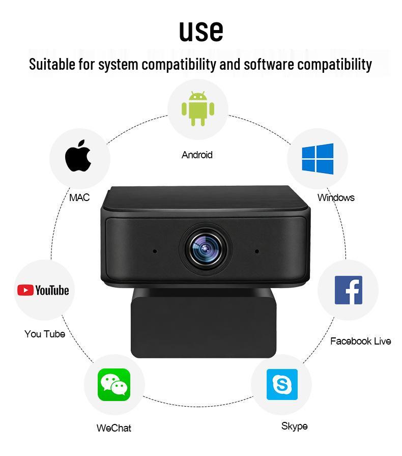 AI Smart Camera with Humanoid Tracking for Video Conferencing and Live Streaming, Includes Microphone