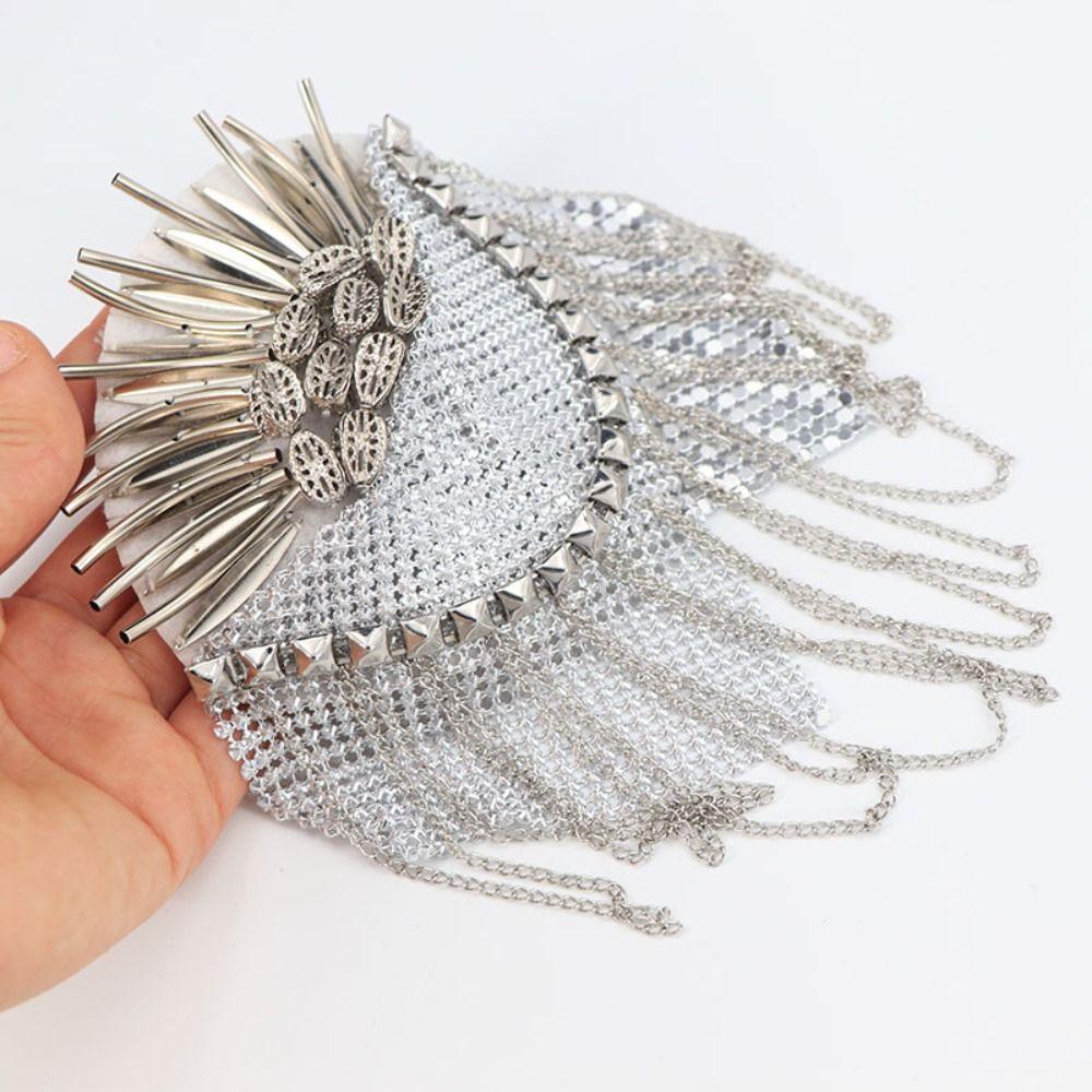 Cool Tassel Chain Epaulette Breastpin Jacket Vintage Brooch  Western-style Clothes