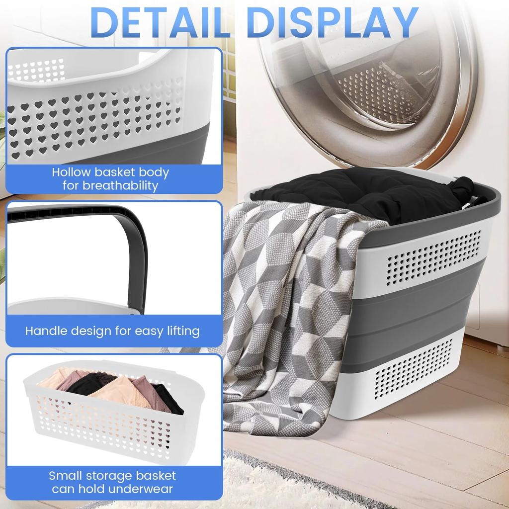 Paniers à Linge Pliables, Panier à Linge/Contenant de Rangement Pop-Up, Panier à Linge Pliable avec Poignées, Durable, Gain de Place