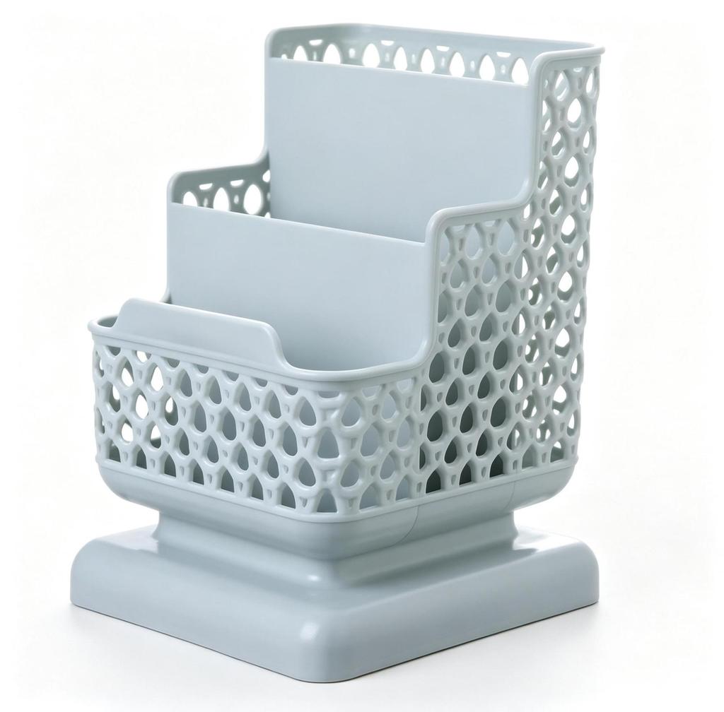 Three-Layer Desktop Pen & Cosmetic Storage Box with Phone Holder
