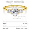 14k Gold Full Moissanite Diamond Ring for Women Teardrop Shape D VVS1 Bright Cut Genuine Au585 for Wedding Engagement Party Gift