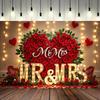 Romantic Red Rose Heart Backdrop,Floral Wall Decor Photography Background for Photo Booths,Parties,Wedding Decorations