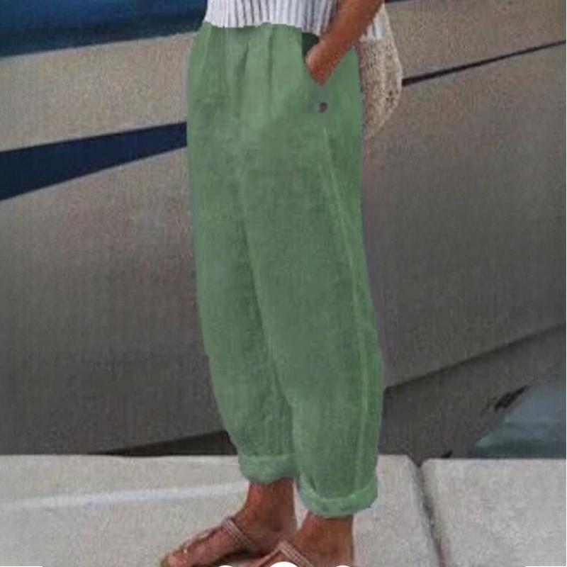 GMXIA Airy Commuter Cotton & Linen Straight Pocket Casual Pants