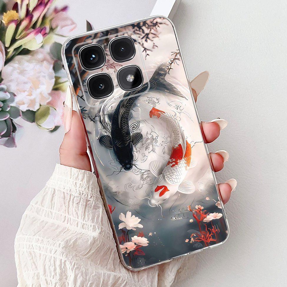 Clear For Xiaomi 14T Case Cover Luxury Cute Cat Fashion Flowers Funny Cool Painted Soft Phone Case 2406APNFAG