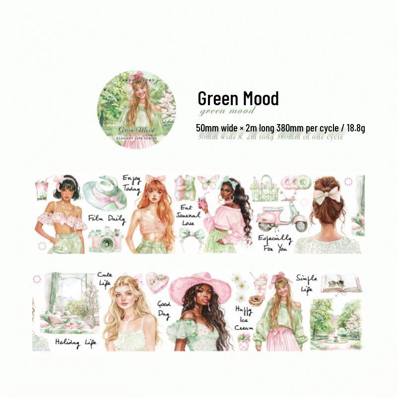Sugar Poetry Elegant Retro Girl Matte PET Adhesive Tape - Life Series Decorative Journal Tape