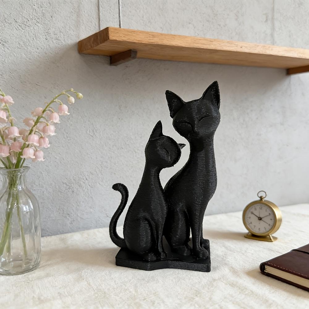 Rodinné sošky koček a dětí, Intimní interaktivní sochy koček, Roztomilé dekorace kočičího páru, Ideální dárky pro milovníky koček