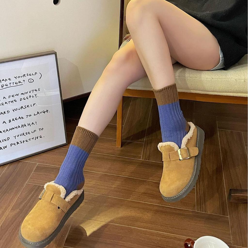 Women's Mid-Calf British Style Retro Socks - Fine Stripe Wave Pattern, Ins Fashion Versatile, College Style