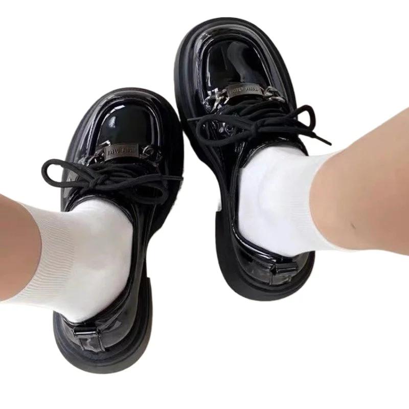 Fashion 2024 Brand Ladies Shoes Loafers Women's High Heels Fashion Lace-up Office and Career Hot Sale Round Toe Platform Heels Zapatos