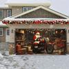 One 2D Flat Santa Claus Riding a Motorcycle Polyester Background Cloth Suitable for Christmas Creative Decoration