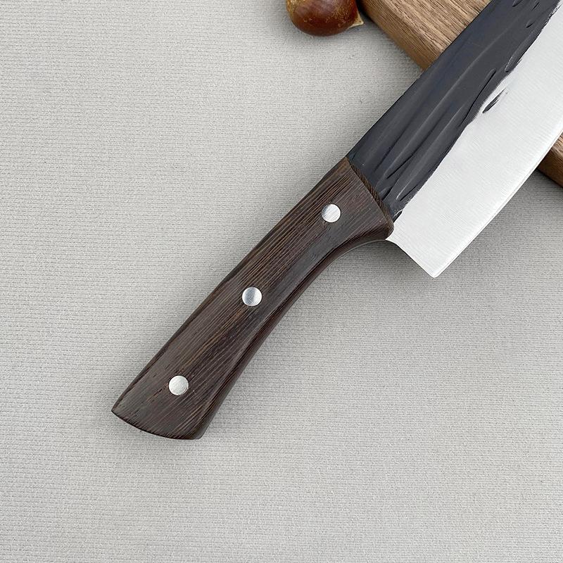 Cuțit de bucătar lucrat manual Satâr pentru carne Mâner din lemn din oțel inoxidabil Cuțite de tăiat chinezești