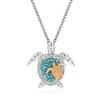 Cute Exquisite Blue Zircon Turtle Pendant Metal Chain Necklace for Men Women Collar Chain Luxury Jewellery Accessories Gifts