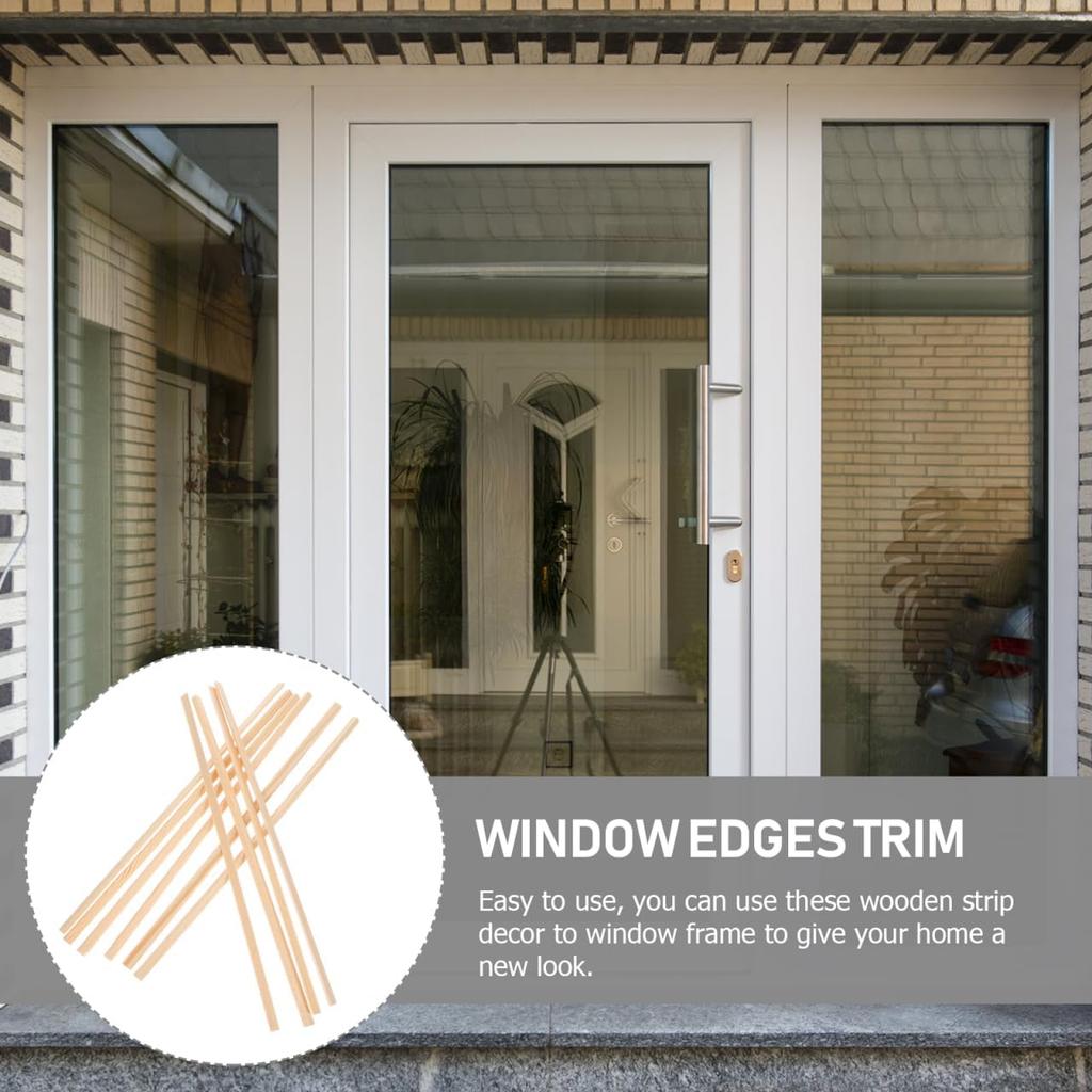 10 Pcs Triangular Wooden Stick Trim for Window Frame, 11.81 Inch Decorative Trim Pine Wood Strip Molding Strip for Home Decor, DIY Craft Project