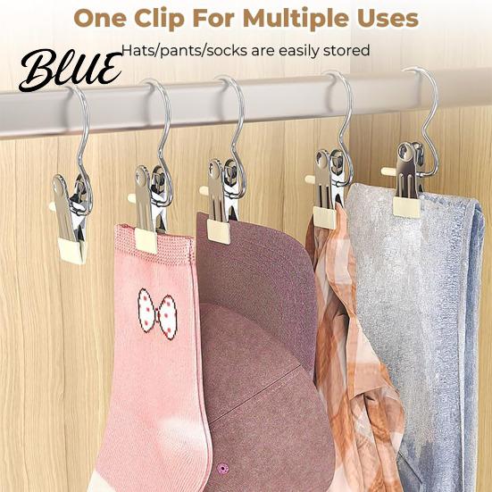 Clothespin-style Hanger Clip Rubber Coating Hook Soft Metal Clothespin 10Pcs Space-Saving Clothes Storage Durable