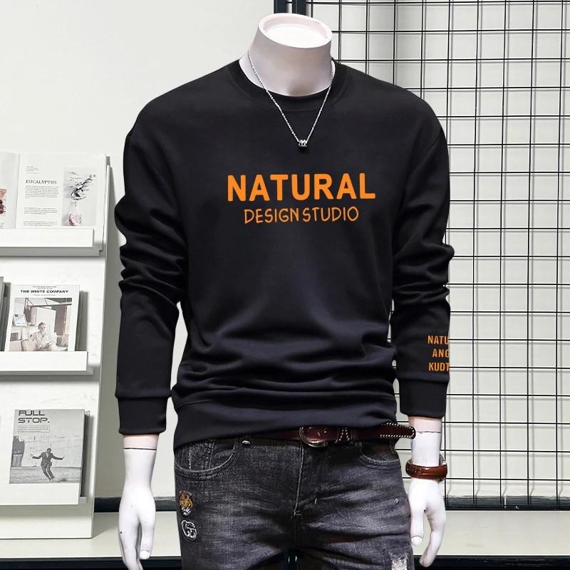 2025 Trendy Men s Round Neck Letter Print Hoodie - Casual Versatile European Style Pullover XL