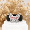 Trendy Sparkling Heart Butterfly Pink CZ Black Silicone Ring, Lightweight Flexible Band for Party & Casual Jewelry