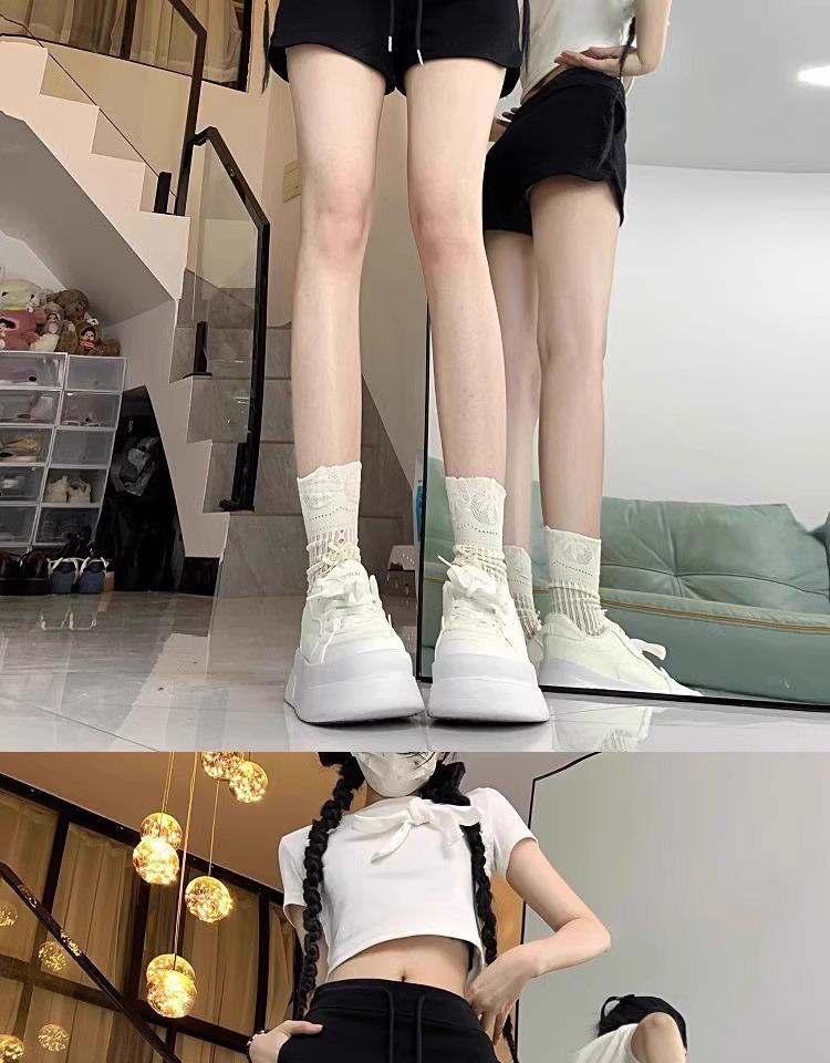 Women's Spicy Girl Black Drawstring Casual Shorts: Autumn Elastic Waist, Slit Straight Leg, Solid Color Fashion.