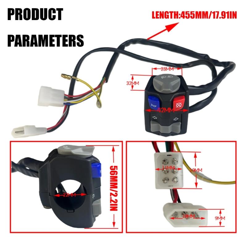 Handlebar Motorcycle Control Switches Assembly for Horn and Turn Signal Use, Replacement Part with Harness