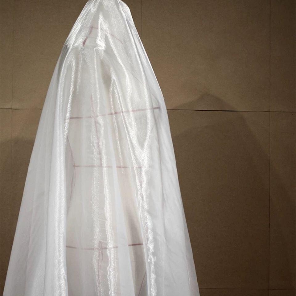 Pearl-like transparent lightweight smooth organza fabric suitable for wedding dresses formal gowns and designer clothing fabrics