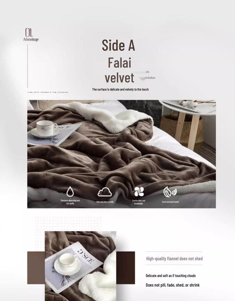 Xianci Double-Layer Lambswool Coral Fleece Throw Blanket for Sofa and Office