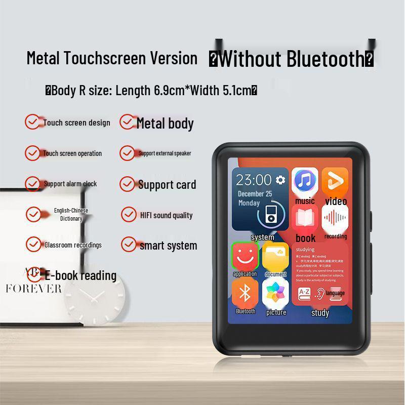 Tragbarer Touchscreen MP4/MP3 Bluetooth Player mit Englisch-Wörterbuch für Studenten