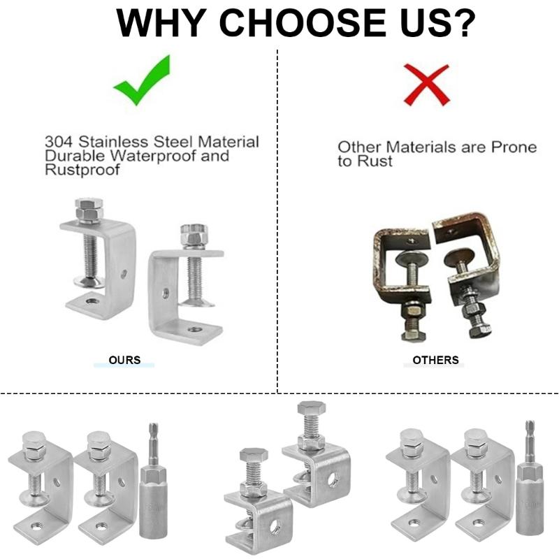 Kraftig 304 Stål C-klämmor set 20mm Träbearbetning Små Tigrar Klämmor Säkert Grepp C-klämmor Enkel Användning för Träbearbetning