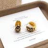 Elegant Leopard Print Ear Cuff and Round Stud Earrings - Stylish, Versatile, High-End Accessories for Women