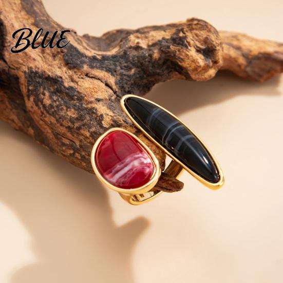 Resin Smudged Texture Ring Retro Style Finger Ring Adjustable Open