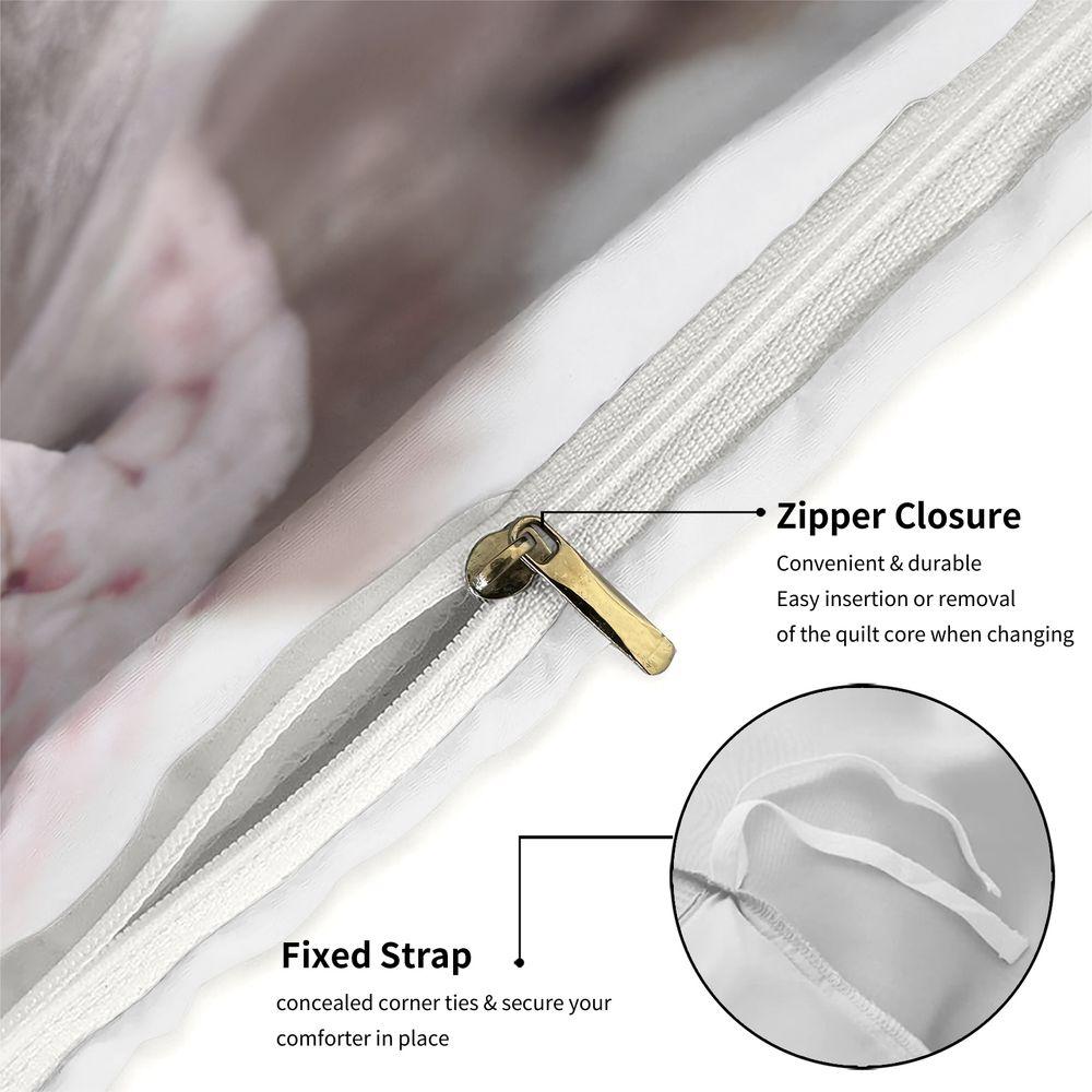 Cute Cat Print Duvet Cover Set (1 Duvet Cover & 1/2 Pillowcase) Soft Aesthetic Bedding Set for Kids Room Bedroom