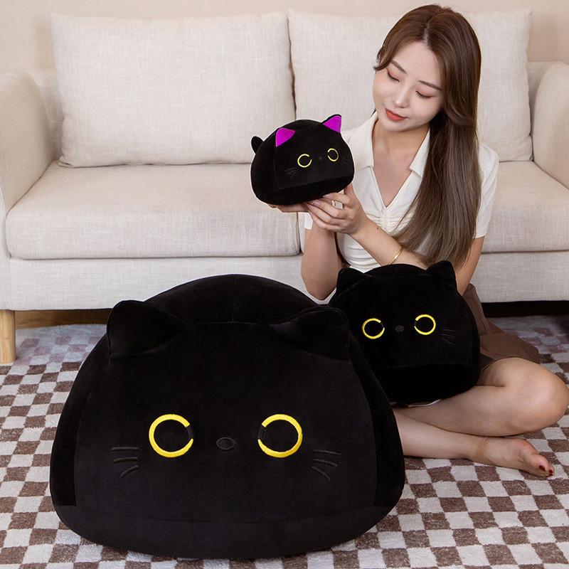 Cat Ball Black Plush Toy Cartoon Stuffed Doll Bedroom Decorations Kids Gift