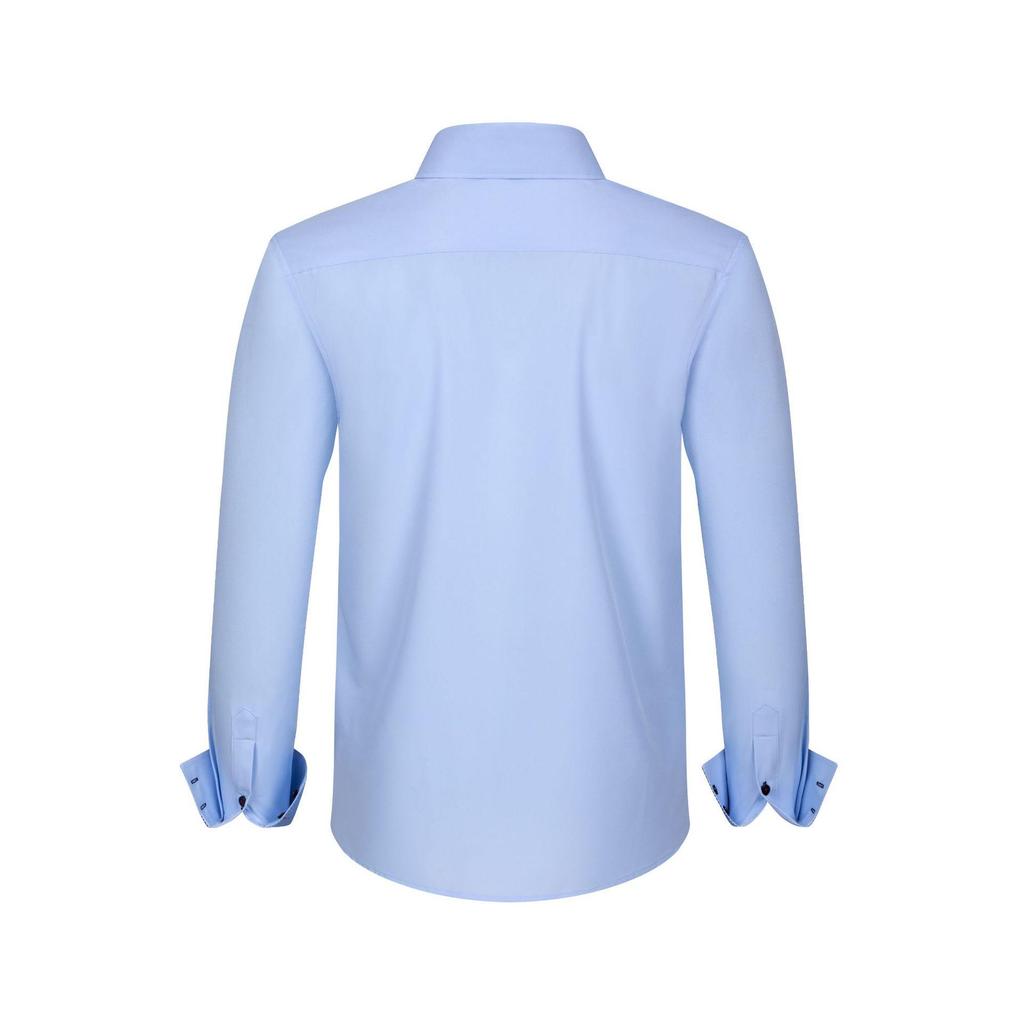 Cross-Border Men's Double-Breasted Polka Dot Color Block Stretch Shirt