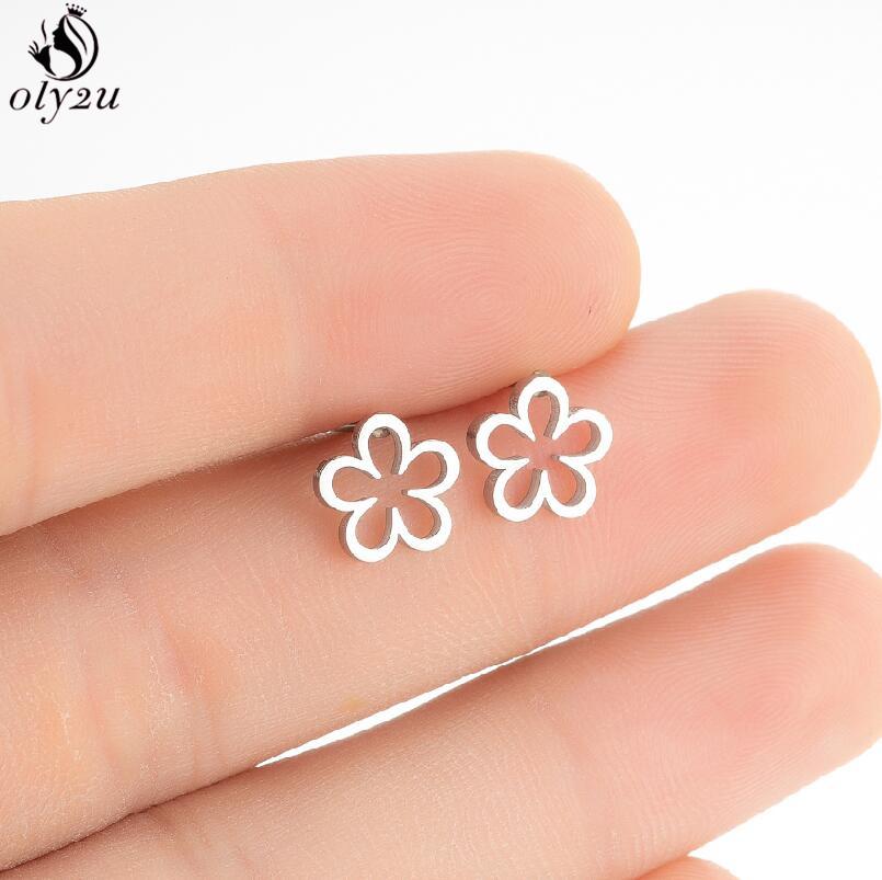Bohemia Plant Stainless Steel Earrings Women Apple Cherry Leaf Mushroom Flower Stud Earring Piercing Jewelry