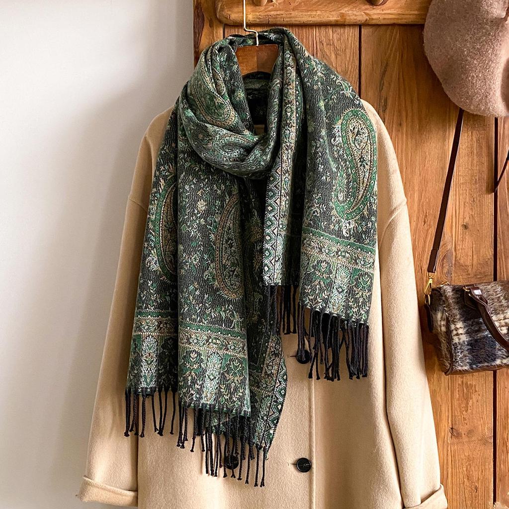 Retro Ethnic Style Popular High-End Atmosphere Jacquard Cashew Shawl Scarf A Versatile