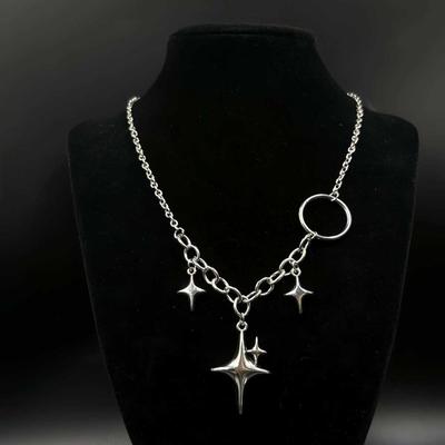 Vielseitige Hip-Hop Vierzackstern Anhänger Halskette - Trendiger Unisex Schmuck