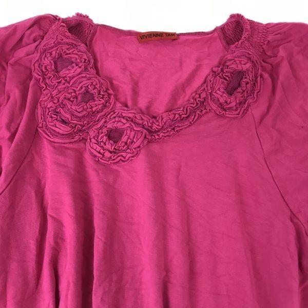 Vivienne Tam Knee-Length Dress with Poncho Sleeves/Size 0/Pink/(USED)