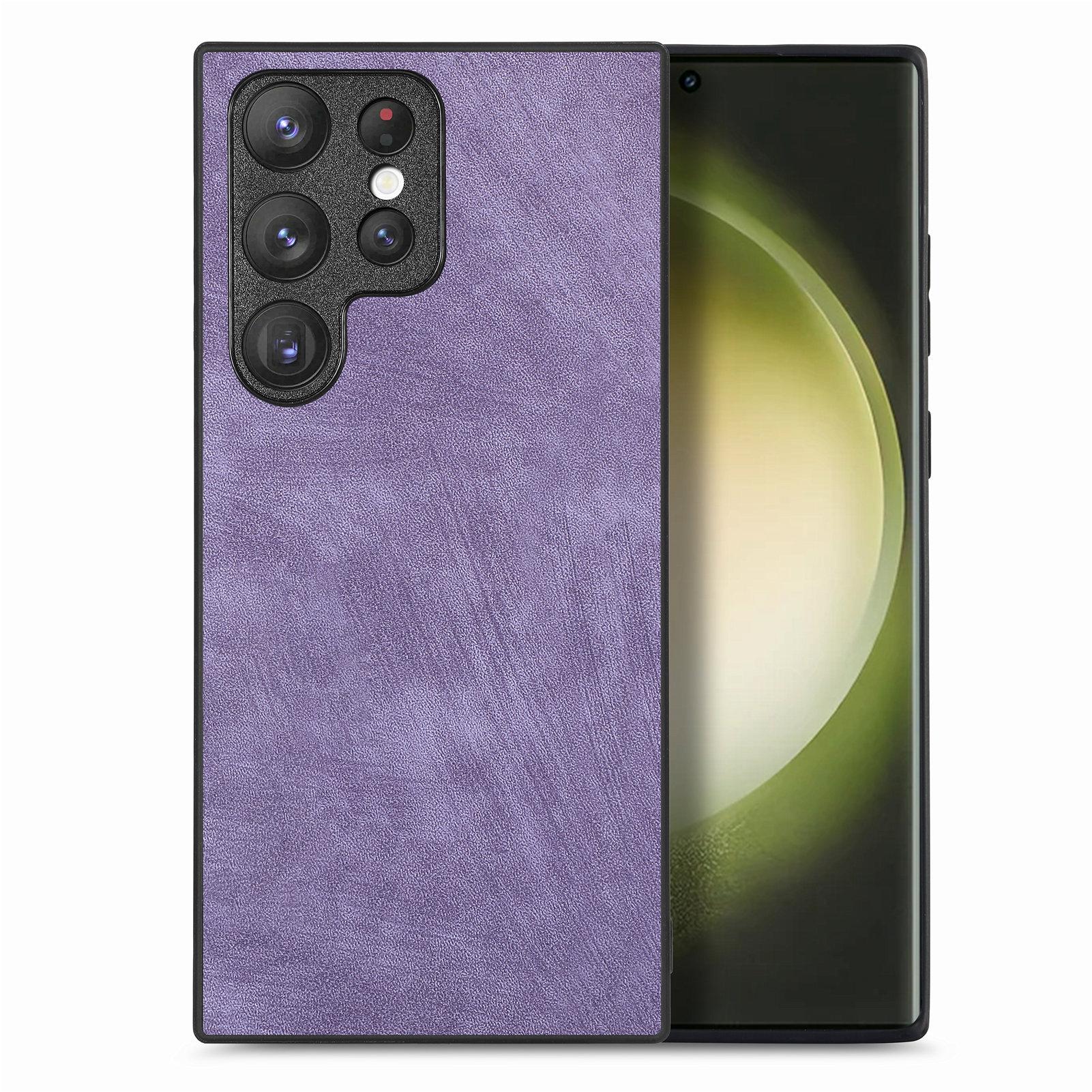 

Для Samsung Galaxy S22 Ultra 5G Чехол Противоударный Тонкий Ретро Кожаный Чехол-накладка для телефона Purple