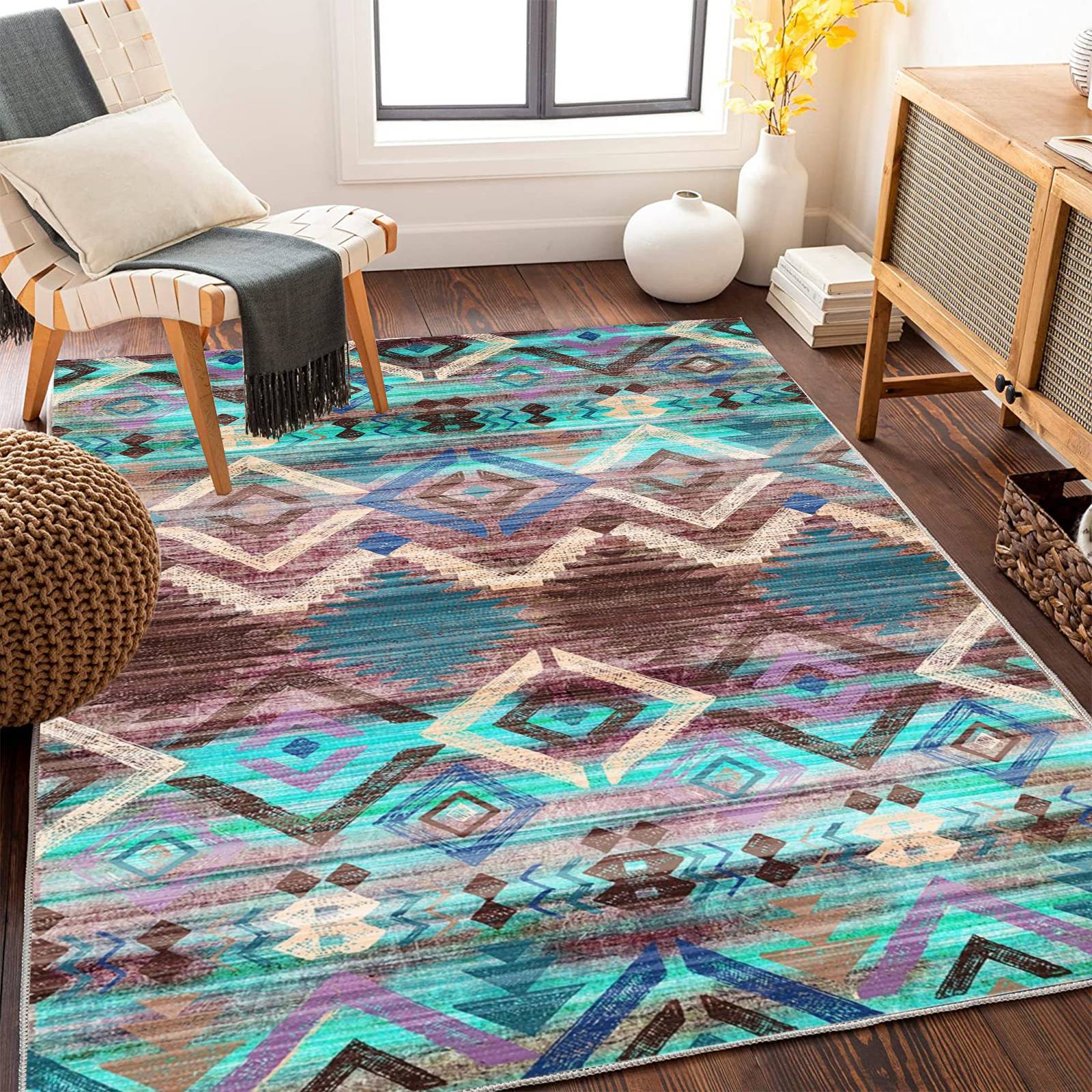 

Марокканский этнический стиль ковер гостиная грязеотталкивающий журнальный столик коврик украшение спальни ковер у кровати 120 * 180cm