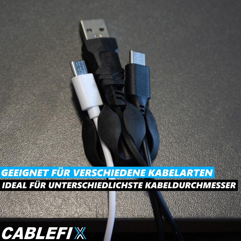 CABLEFIX Cable Guide Cable Clips Cable Holder Self-adhesive Black [set of 10]