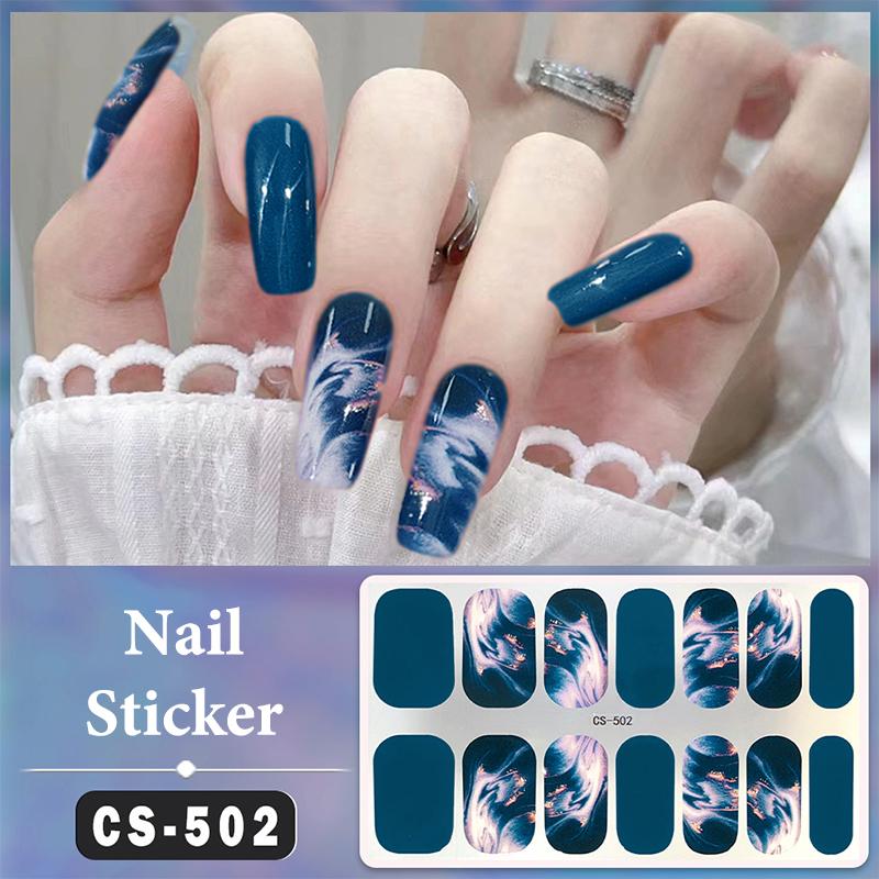 Bez lampy do utwardzania Wodoodporne naklejki na paznokcie Pełne krycie Naklejki na paznokcie Mocne i niełatwe do odpadnięcia 14 paznokci/zestaw Wielokolorowe plastry na paznokcie
