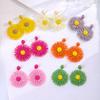 European and American Cross-border Holiday Style Colored Flower Earrings, Summer High-end Simple Hand-woven Raffia Earrings